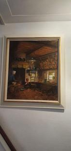 Schilderij Boereninterieur; Chris B. Korff, Antiek en Kunst, Kunst | Schilderijen | Klassiek, Ophalen of Verzenden