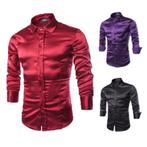 Satijnen overhemd glimmend rood zwart paars heren mannen, Verzenden, Nieuw, Overige kleuren