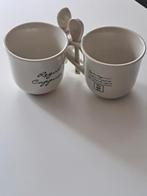 Riviera Maison Cappuccino Mokken met Lepel - Set van 2, Ophalen, Gebruikt, Aardewerk, Kop(pen) en/of Schotel(s)