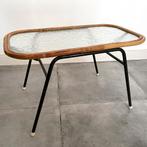 Vintage, Midcentury Rohé rotan tafel, gewolkt glas, retro, Ophalen, Huis en Inrichting