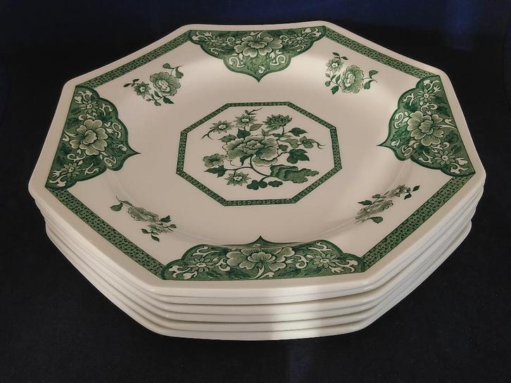Meakin (Staffordshire) Old Pekin - dinerborden groen, Antiek en Kunst, Antiek | Servies los, Ophalen of Verzenden