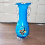Blauwe vaas met bloemdecoratie, Ophalen, 50 tot 75 cm, Blauw, Glas