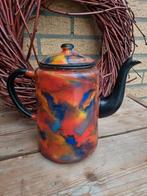 Kleurrijke antiek emaille koffiekan / koffiepot, Ophalen of Verzenden