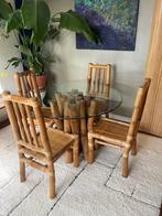 Vintage Boho Bamboe eetkamerset - eettafel met stoelen, Ophalen, X, 4 tot 6 stoelen, X