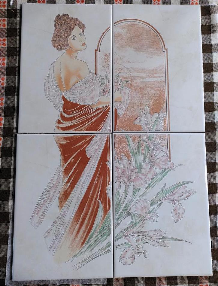 Tegeltableau Jugendstil style, Huis en Inrichting, Overige Huis en Inrichting, Nieuw, Ophalen of Verzenden
