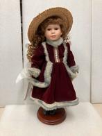 Vintage Porseleinen Pop met Hoed en Jurk, Ophalen of Verzenden, Zo goed als nieuw, Overige typen