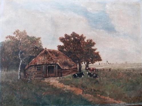 Landschap met koeien 1943 van Letters1906/Lasagne 1885???, Antiek en Kunst, Kunst | Schilderijen | Klassiek, Ophalen of Verzenden