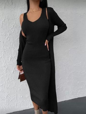 Zwarte MAXI jurk met vest maat S/ M, NIEUW! CADEAUTIP v SINT beschikbaar voor biedingen