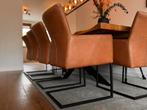 6 leren HE Design Caprice eetkamerstoelen, Huis en Inrichting, Stoelen, Bruin, Leer, Ophalen of Verzenden, Zo goed als nieuw