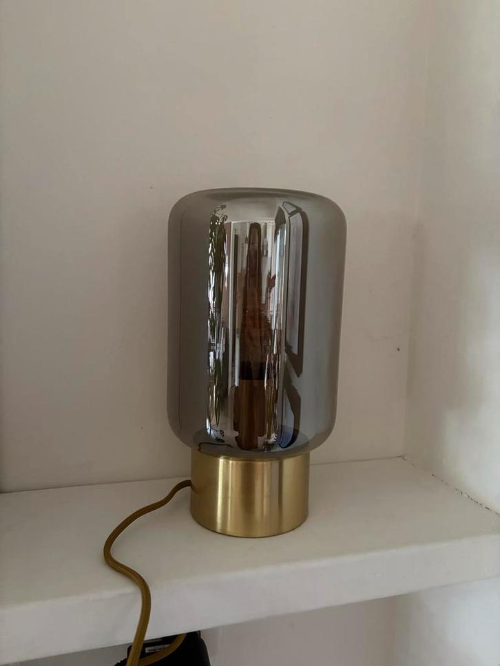 Moderne Tafellamp met Glazen Kap, Huis en Inrichting, Lampen | Tafellampen, Zo goed als nieuw, Minder dan 50 cm, Glas, Ophalen