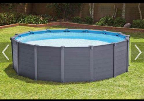 Intex Graphite panel pool (compleet + extra assescoires), Tuin en Terras, Zwembaden, Gebruikt, Opzetzwembad, 120 cm of meer, 400 cm of meer