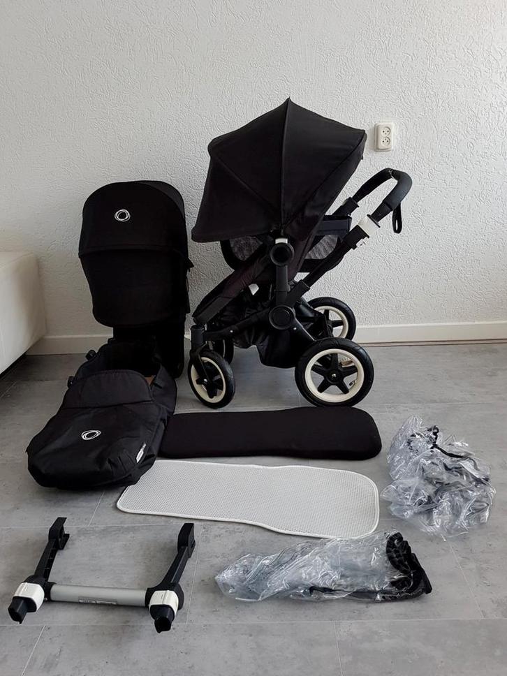 Bugaboo Donkey Duo 3 in 1 all Black compleete kinderwagen, Kinderen en Baby's, Kinderwagens en Combinaties, Zo goed als nieuw