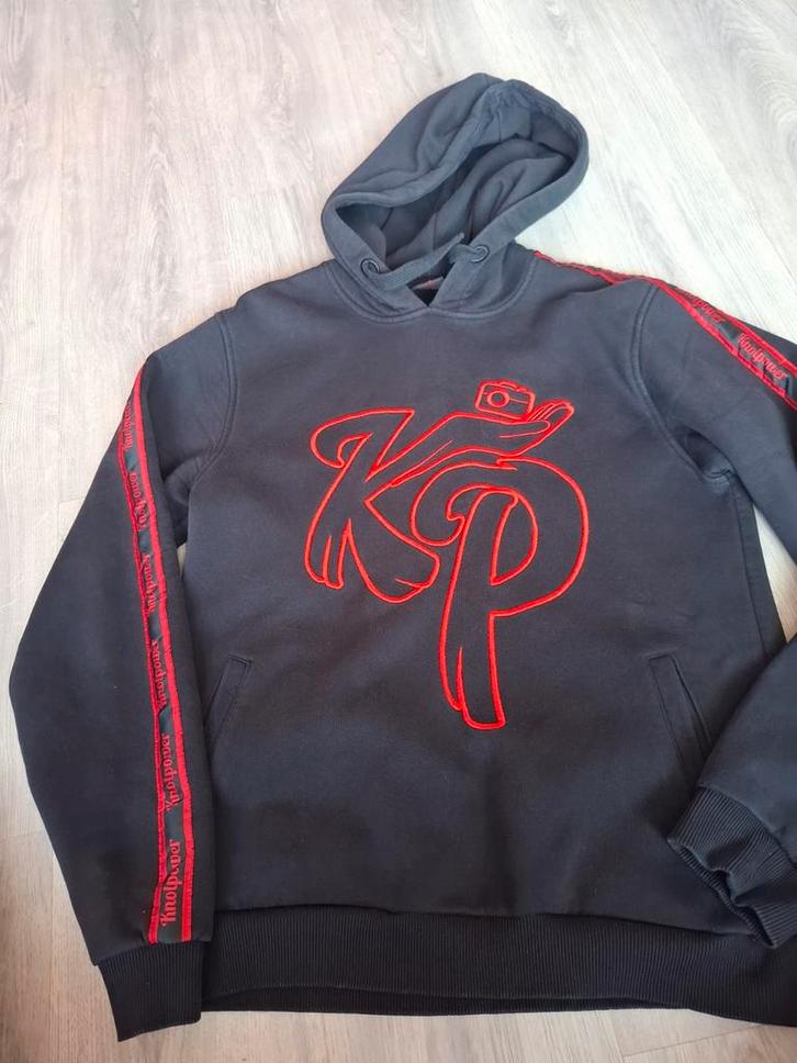 Knolpower Hoodie - Zwart met Rode Details, Kleding | Dames, Truien en Vesten, Zo goed als nieuw, Maat 42/44 (L), Zwart, Ophalen