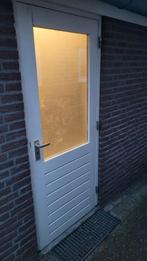 Houten Garagedeur met Loopdeur en Ramen, Doe-het-zelf en Verbouw, Ophalen, Gebruikt, 80 tot 100 cm, Buitendeur