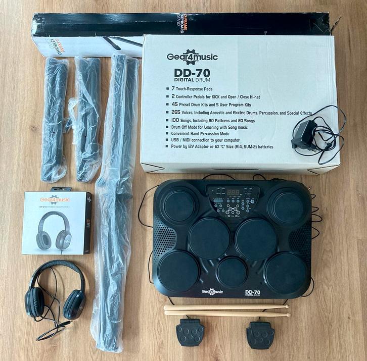 Elektronisch Drumstel compact: ZGAN, met statief+koptelefoon, Muziek en Instrumenten, Drumstellen en Slagwerk, Zo goed als nieuw