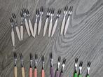 23 pastelkleurige cocktailvorkjes, Ophalen of Verzenden, Gebruikt, Rvs of Chroom, Los bestek
