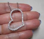 Zilveren ketting met steentjes hart hanger nr.1188