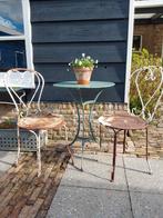 Franse bistroset, ronde tafel met 2 stoelen, Tuin en Terras, Overige materialen, Gebruikt, Ophalen of Verzenden, 2 zitplaatsen