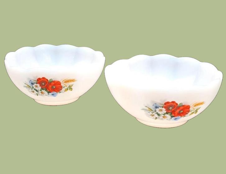Arcopal jaren 70 set van 2 compoteschaaltjes, Huis en Inrichting, Keuken | Servies, Zo goed als nieuw, Schaal of Schalen, Overige stijlen