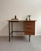 Vintage teakhouten bureau, zwart frame, jaren 60, Ophalen, Gebruikt, Onbekend, Onbekend