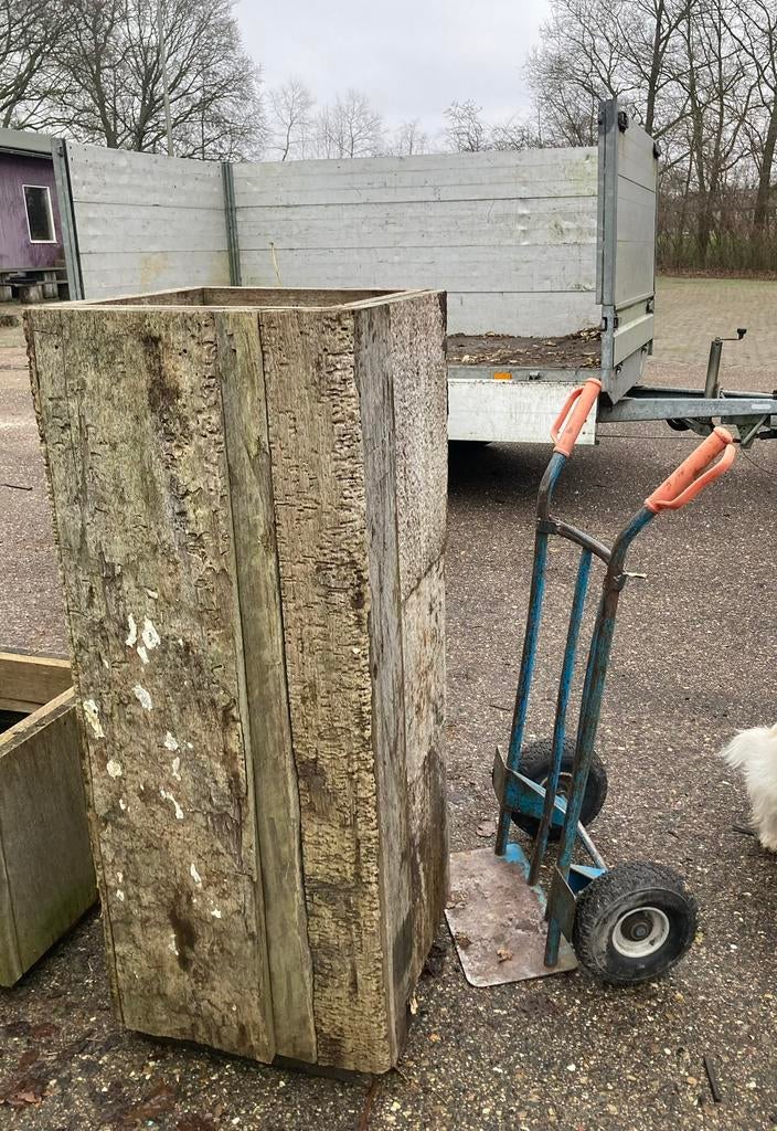 Plantenbak, boombak, zuil, hardhout, Ophalen, Minder dan 60 cm, Vierkant, Zo goed als nieuw