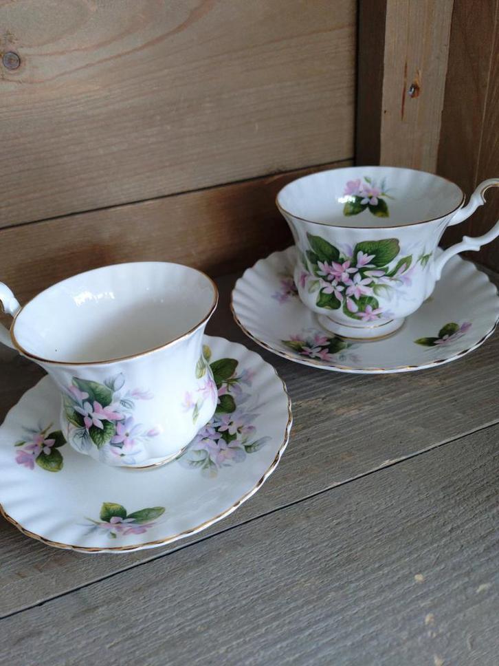 ROYAL ALBERT MAYFLOWER, dames en heren kop en schotel, Antiek en Kunst, Antiek | Servies compleet, Ophalen of Verzenden