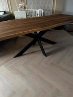 Eiken boomstamtafel met x-poot, Ophalen, 200 cm of meer, Zo goed als nieuw, Vijf personen of meer