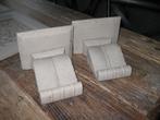 2 grijze houten wandconsoles/ornamenten, Ophalen of Verzenden, Gebruikt