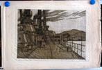 Aquatint Oorlogsschip (c.1910-1920) Formaat c. 36,2 x 54 cm, Antiek en Kunst, Ophalen of Verzenden