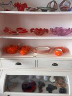 Retro seventies servies 14 delig. Oranje met witte stippen., Ophalen of Verzenden, Zo goed als nieuw, Aardewerk, Overige stijlen