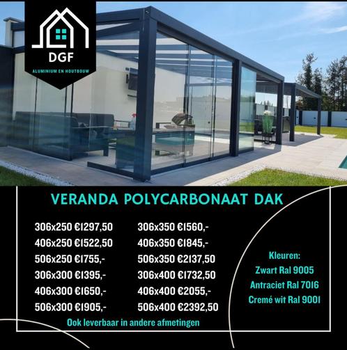 Nieuwe aluminium veranda’s en glasschuifwanden, Tuin en Terras, Overkappingen, Nieuw, Veranda, Ophalen