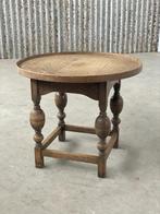 Vintage eikenhout bijzettafeltje rond 1970 antiek hout, Ophalen, Minder dan 55 cm, Gebruikt, Aalsmeer