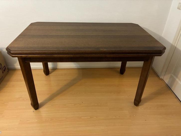 Houten eettafel (beide zijde uitschuifbaar), Huis en Inrichting, Tafels | Eettafels, Gebruikt, 50 tot 100 cm, 150 tot 200 cm, Vijf personen of meer