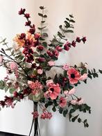 Prachtig boeket zijden bloemen burgundy/roze, Ophalen of Verzenden, Zo goed als nieuw