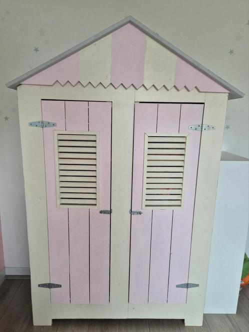 Strandhuisje Kledingkast - Handgemaakt, Kinderen en Baby's, Kinderkamer | Commodes en Kasten, Gebruikt, Kast, 105 cm of meer, 100 cm of meer