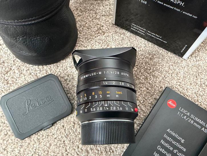 Nieuwstaat Leica M Summilux 28mm 1.4 ASPH Lens 28 mm, Audio, Tv en Foto, Fotografie | Lenzen en Objectieven, Zo goed als nieuw