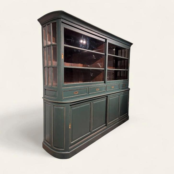 Grutterskast apothekerskast winkelkast servieskast green, Huis en Inrichting, Kasten | Vitrinekasten, Zo goed als nieuw, 200 cm of meer