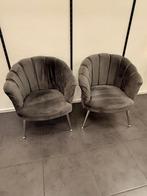 2 salon stoelen, Ophalen, Gebruikt, Grijs, Stof