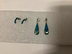2x set zilveren oorstekers oorhangers met turquiose 925 835, Ophalen of Verzenden, Gebruikt, Zilver, Met edelsteen