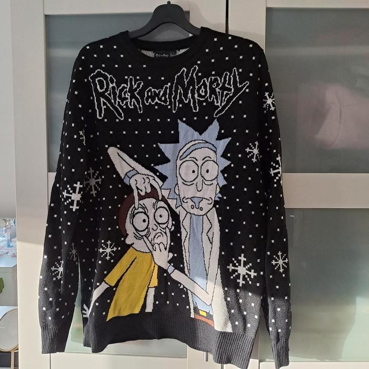 Rick and Morty Kersttrui - Maat L, Kleding | Heren, Truien en Vesten, Zo goed als nieuw, Maat 52/54 (L), Zwart, Ophalen of Verzenden