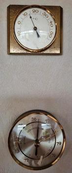 Thermometer en Barometer goudkleurig., Huis en Inrichting, Binnenthermometer, Gebruikt, Ophalen of Verzenden