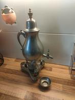 Antieke Tinnen Koffiekan met Onderzetter/ warmhouder, Antiek en Kunst, Antiek | Tin, Ophalen of Verzenden