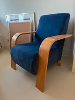 Artek Stijl Stoel - Hout met Blauw Fluweel, Ophalen, Hout, Gebruikt, 50 tot 75 cm