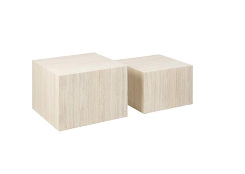 Dice Bijzettafel Set van 2 - Vierkant - Crème | Van €269, nu, Huis en Inrichting, Tafels | Bijzettafels, Nieuw, Vierkant, 45 tot 60 cm