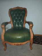 Groene Antieke Stoel met Houten Frame, Ophalen of Verzenden