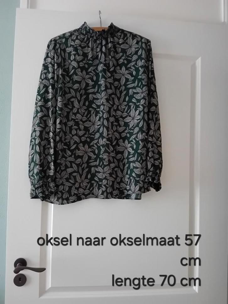 Mooie Hema Blouse groen/zw/wit travelst.maat L/44 i.g.st., Kleding | Dames, Blouses en Tunieken, Zo goed als nieuw, Maat 42/44 (L)