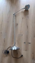 RVS geborstelde staande leeslamp, Huis en Inrichting, Lampen | Vloerlampen, Ophalen, Gebruikt, Klassiek, Metaal