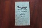 Triumph 1938 90 80 70 5T 5H 3H 2H 3SC guide entretien, Verzenden, Triumph