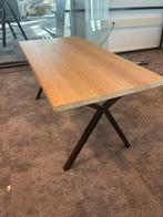 Massief eiken tafel met industriële poten 160 x 80, Huis en Inrichting, Tafels | Eettafels, Ophalen, 50 tot 100 cm, Zo goed als nieuw