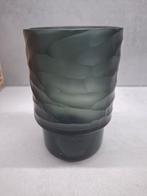 Donker grijs, zwart glazen windlichtje, vaasje, Huis en Inrichting, Woonaccessoires | Kandelaars en Kaarsen, Ophalen of Verzenden